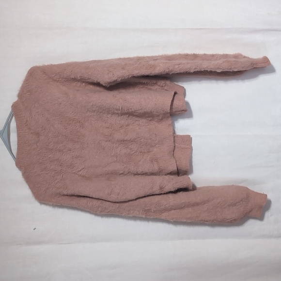 Shein Dusty Rose Pink Faux Fur Cropped Button Cardigan Size 3x - Picture 5 of 5